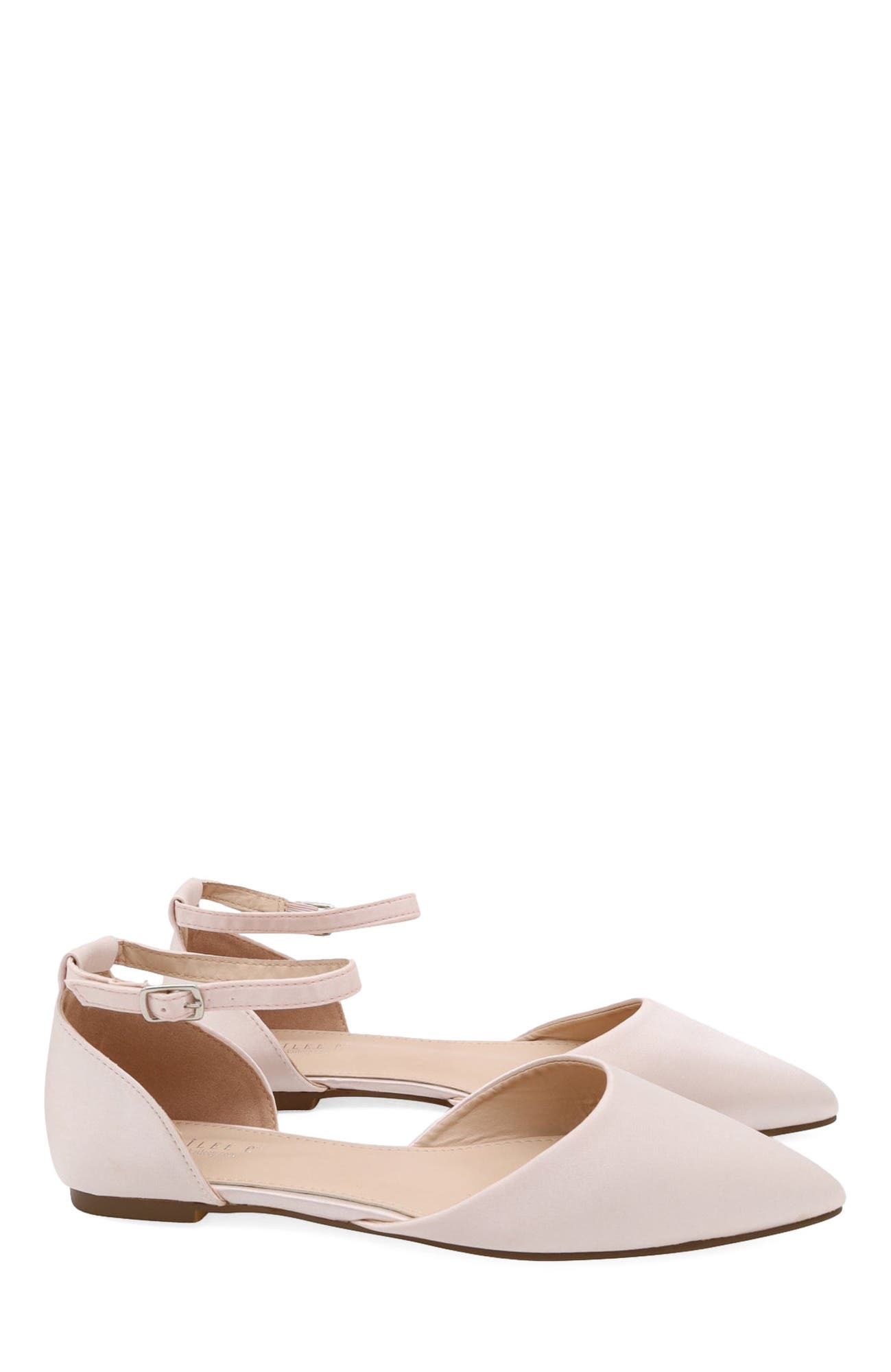 Bella Satin Pointed Toe Flats, Main, color, Dusty Pink