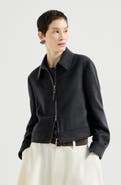Brunello Cucinelli Wool flannel outerwear jacket with shiny zipper pull