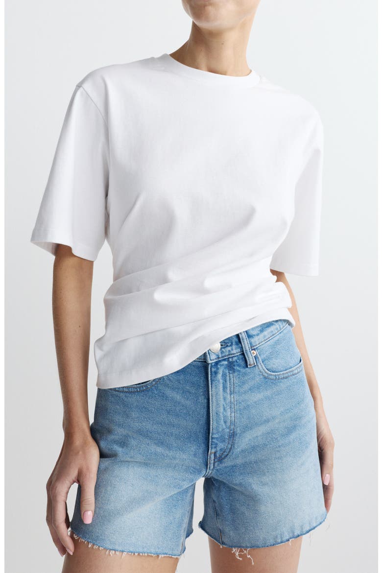 Cotton Jersey Peplum Girlfriend T-Shirt, Alternate, color, WHITE