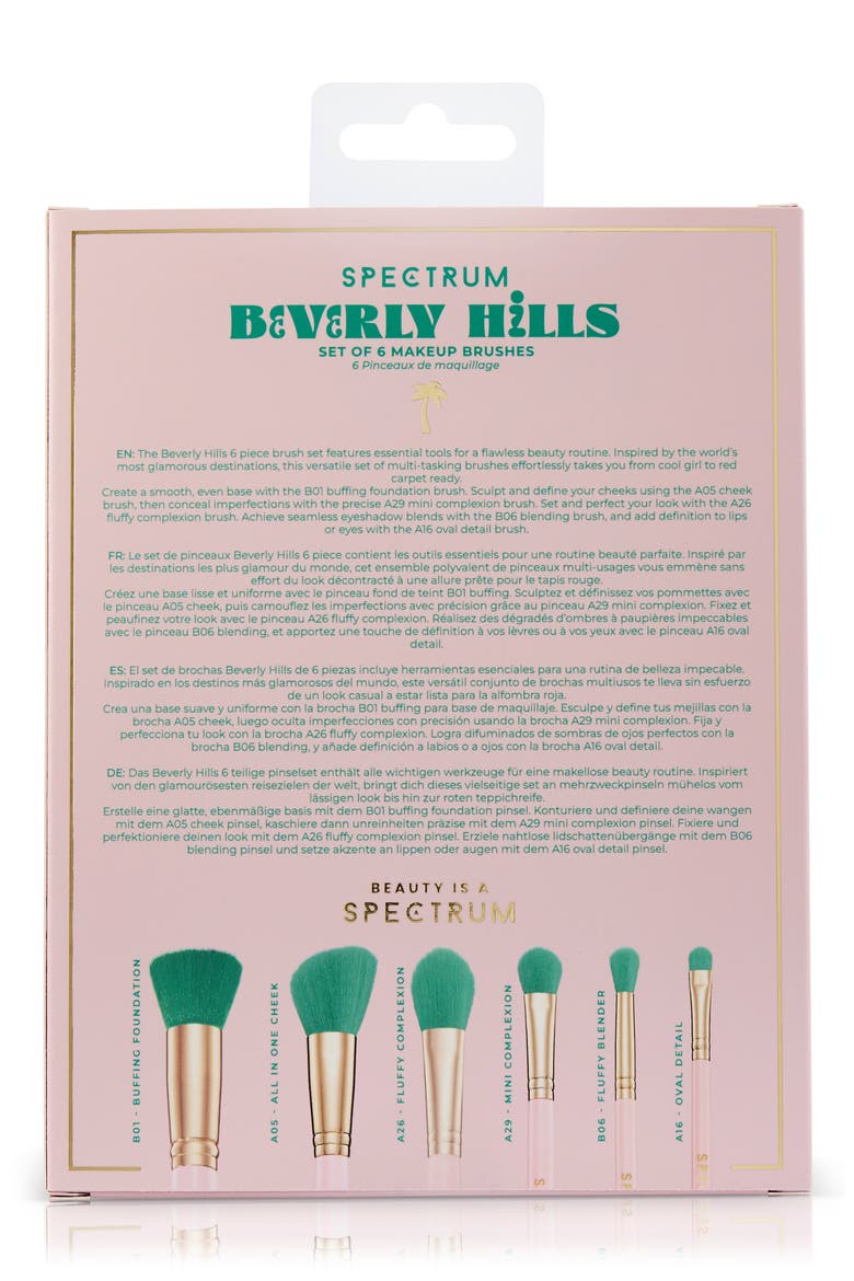 Beverly Hills 6-Piece Makeup Brush Set, Alternate, color, PINK