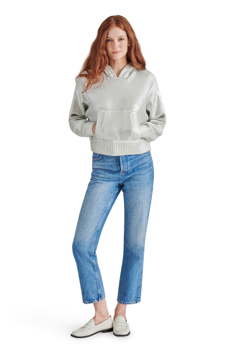 Steve Madden Cameran Metallic Sweater Hoodie, Alternate, color, 