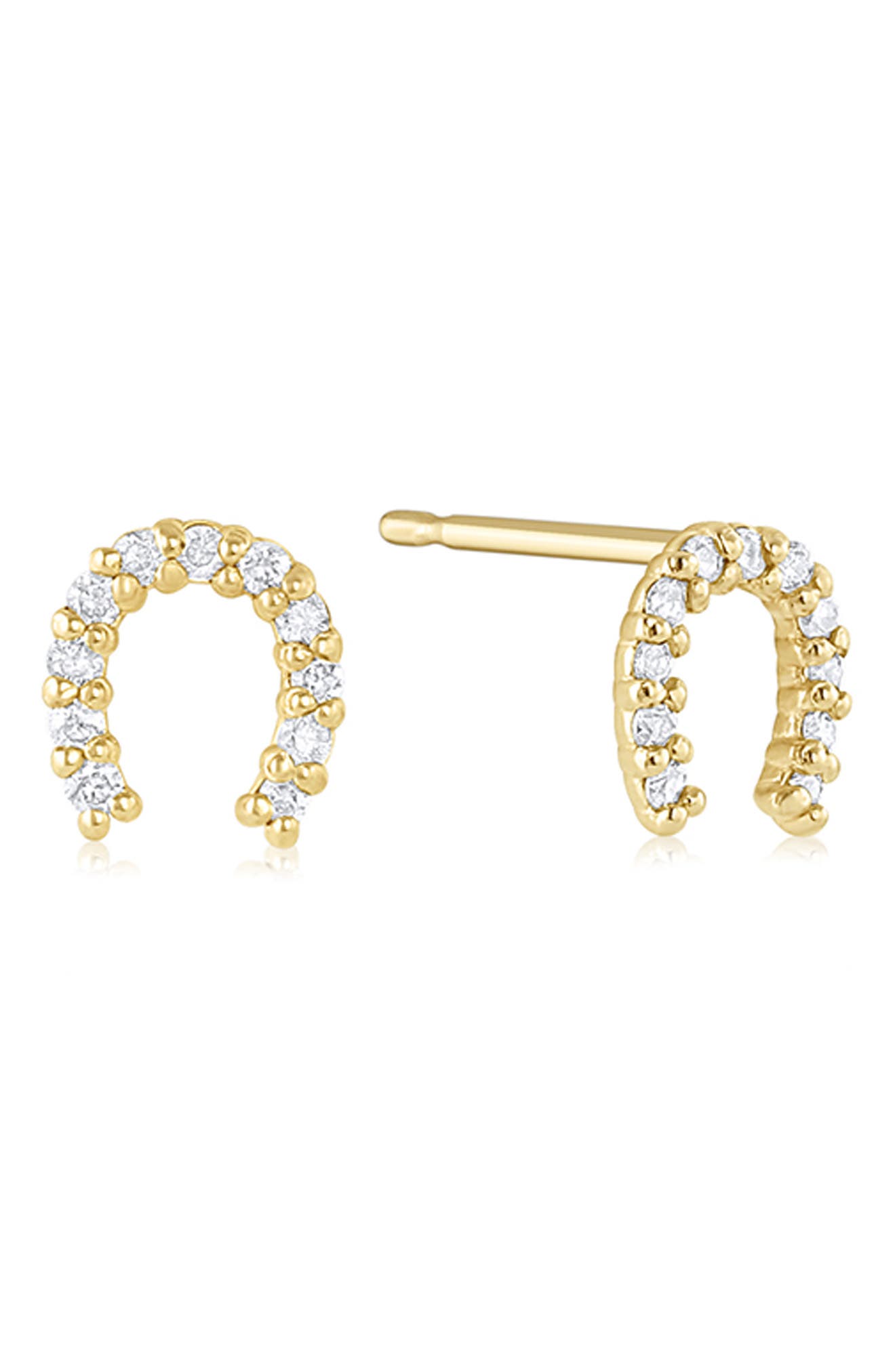 Set & Stones Alpine Diamond Horseshoe Stud Earrings in Yellow Gold 
