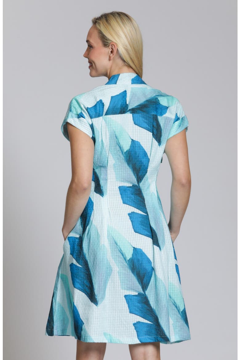 Short Sleeve Seersucker Shirtdress, Alternate, color, AQUA MULTI