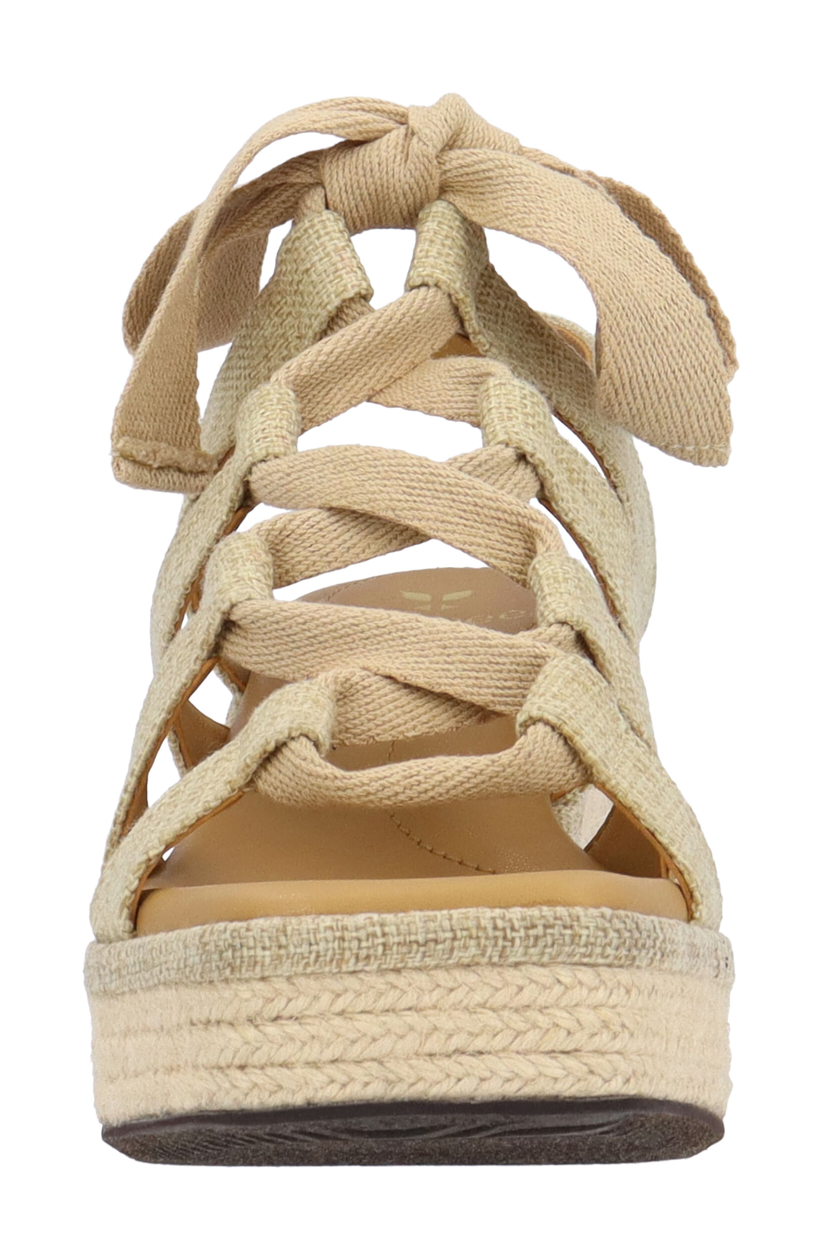 J. Reneé Garlynn Lace-Up Platform Wedge Sandal - Wide Width Available, Alternate, color, Tan