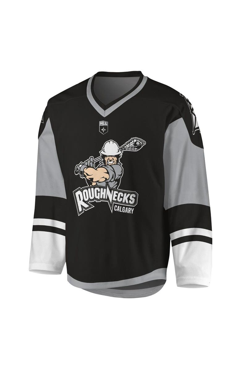 ADPRO Sports Men's Black/Gray Calgary Roughnecks Sublimated Replica Jersey, Alternate, color, Black