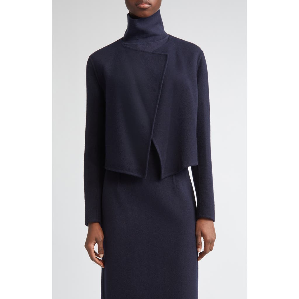 Lafayette 148 New York Foldover Front Double Face Wool & Cashmere Jacket In Blue