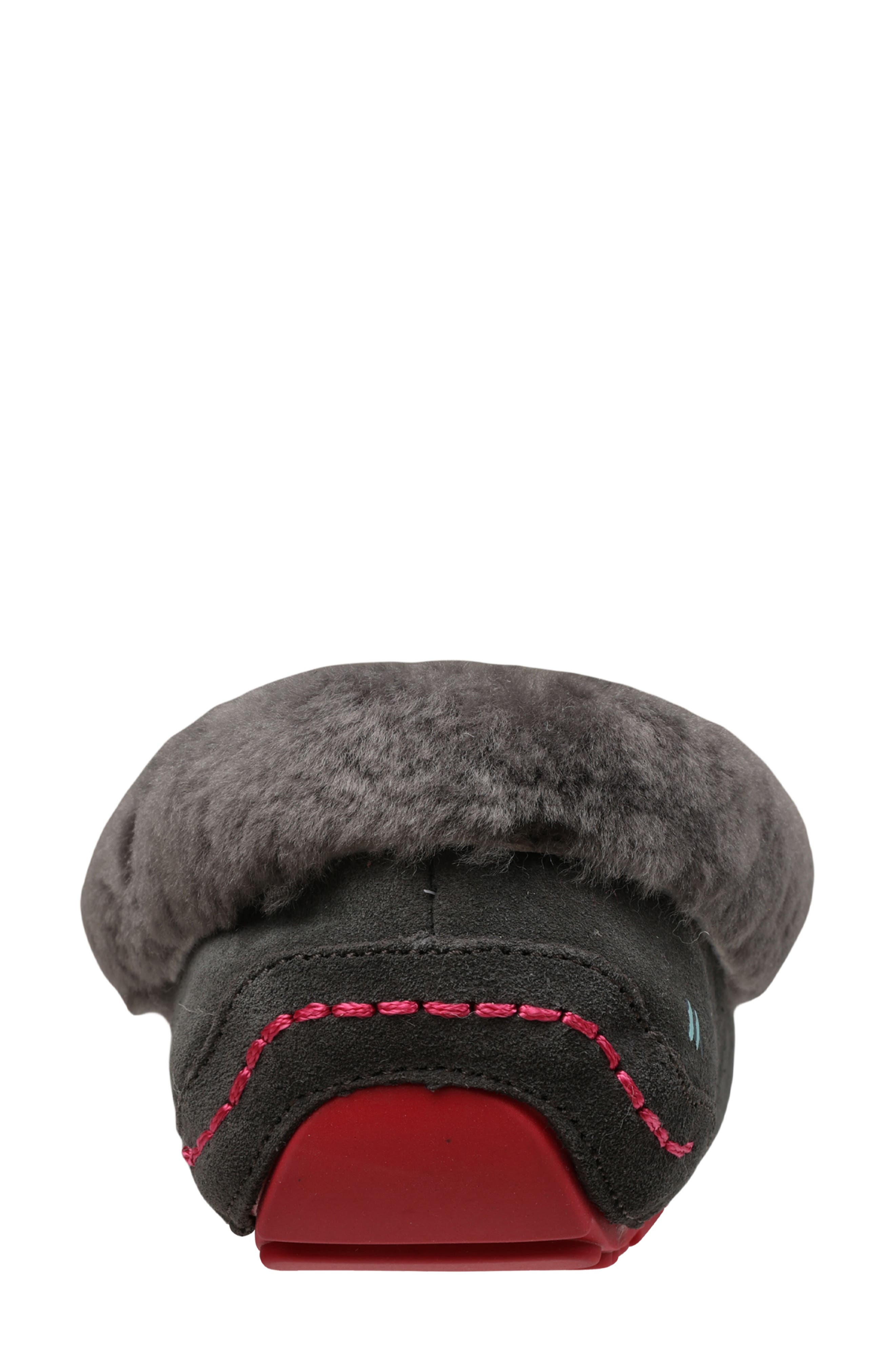 Mykos Suede Faux Fur Lined Water Repellent Slipper, Alternate, color, Charcoal/ Hot Pink