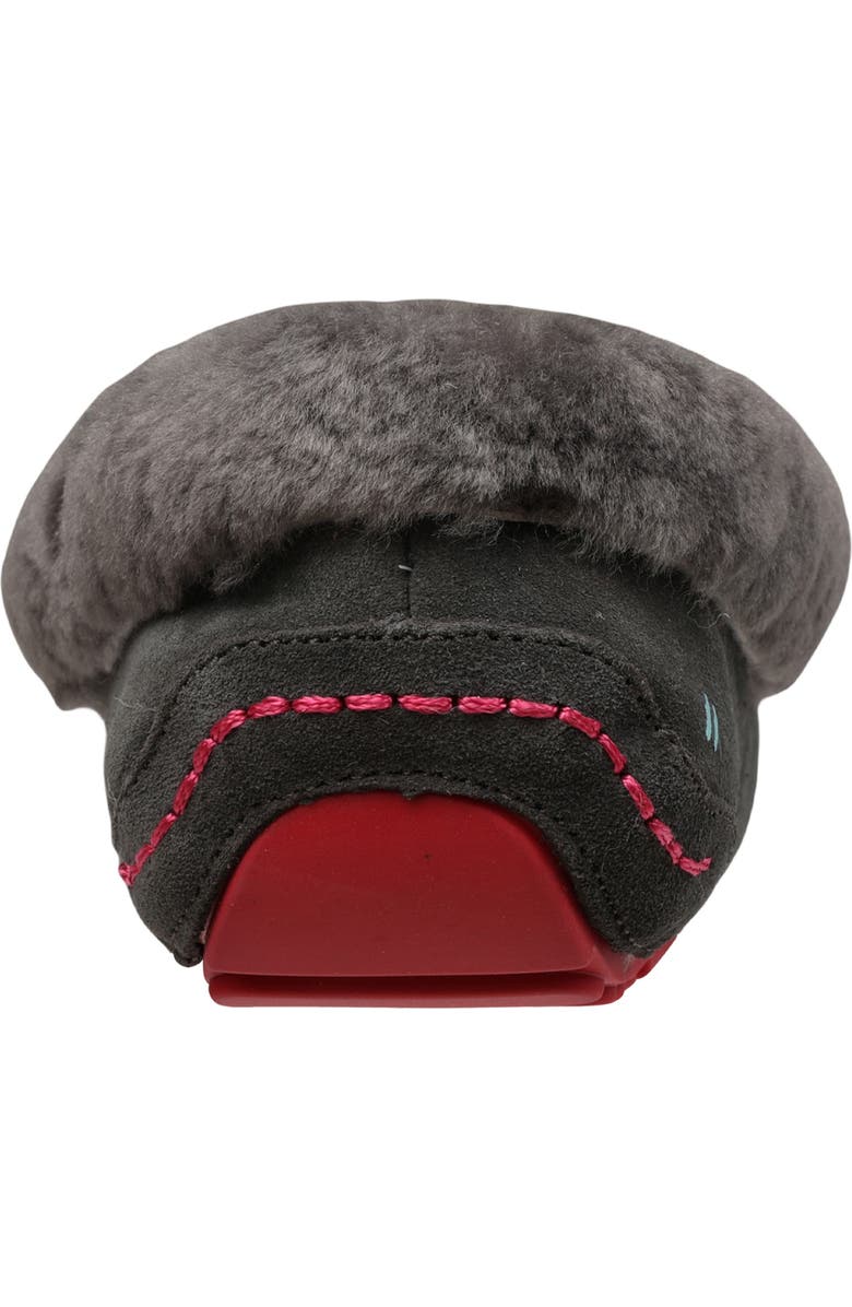 Mykos Suede Faux Fur Lined Water Repellent Slipper, Alternate, color, Charcoal/ Hot Pink