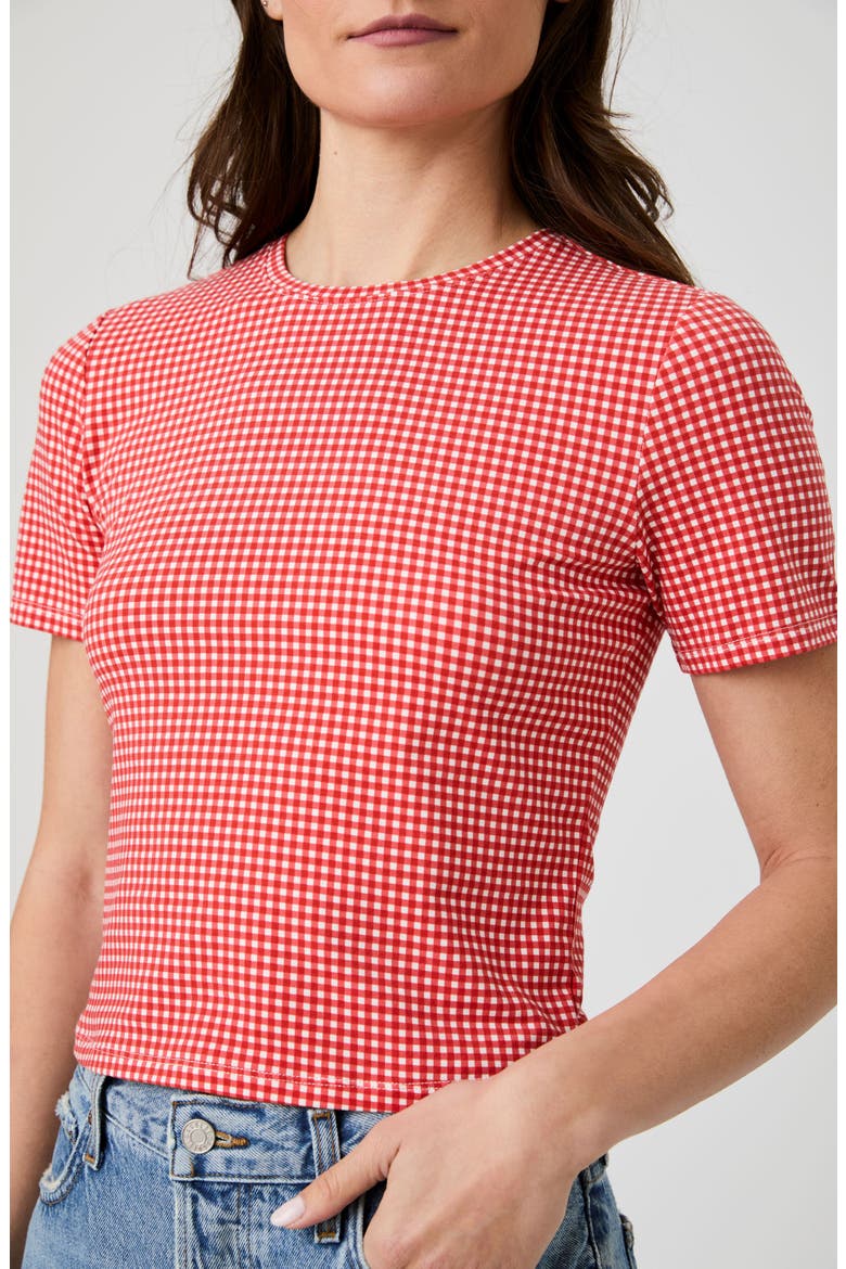 Rallie T-Shirt, Alternate, color, STRAWBERRY GINGHAM
