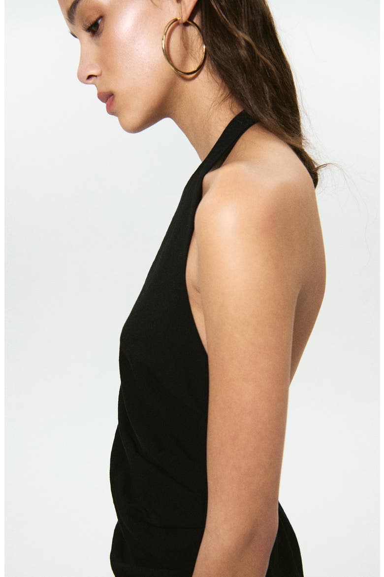 Starring Hailey Bieber Lola Halter Neck Dress, Alternate, color, BLACK