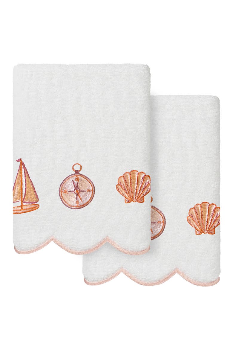 Sea Joy Scallop Pack of 2 Hand Towels, Main, color, WHITE/ PINK