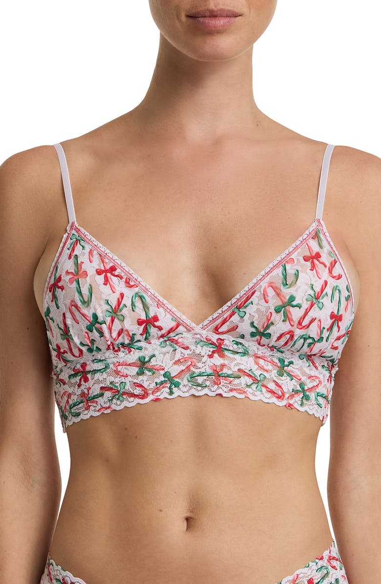 Hanky Panky Padded Lace Bralette, Main, color, Candy Cane Delight White