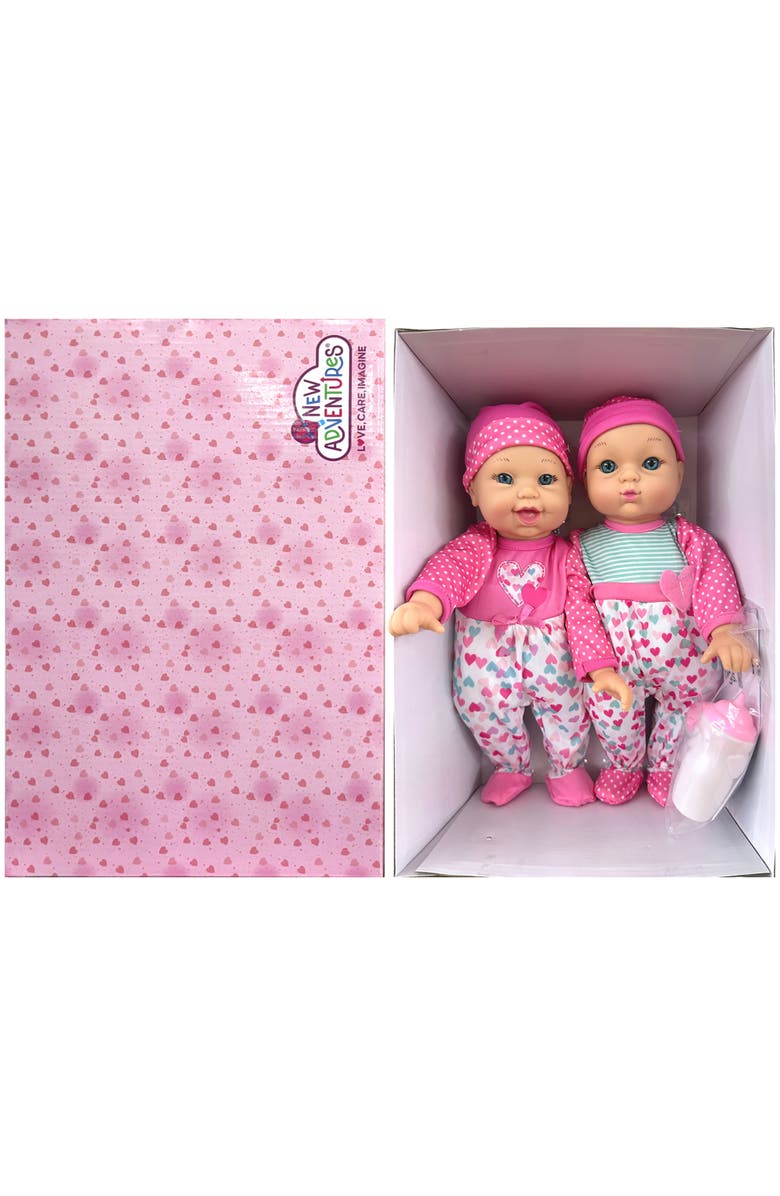 Little Darlings 12" Talking Twins Dolls Pink, Teal, Hearts, Alternate, color, Multicolored