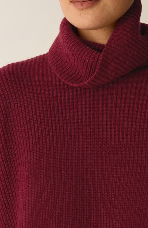 Eileen Fisher Rib Turtleneck Sweater In Burgundy