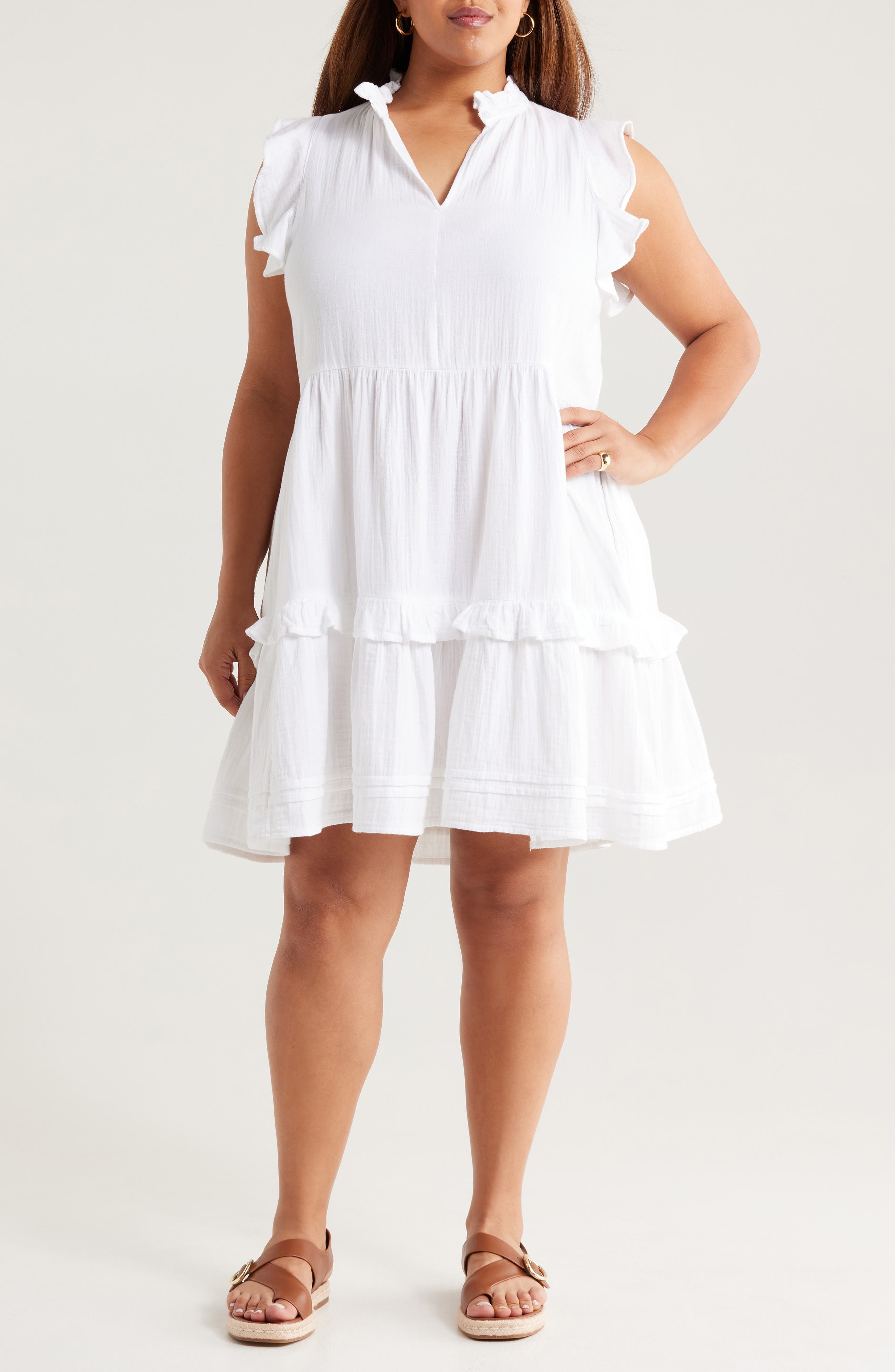Caslon® Floral Ruffle Gauze Dress