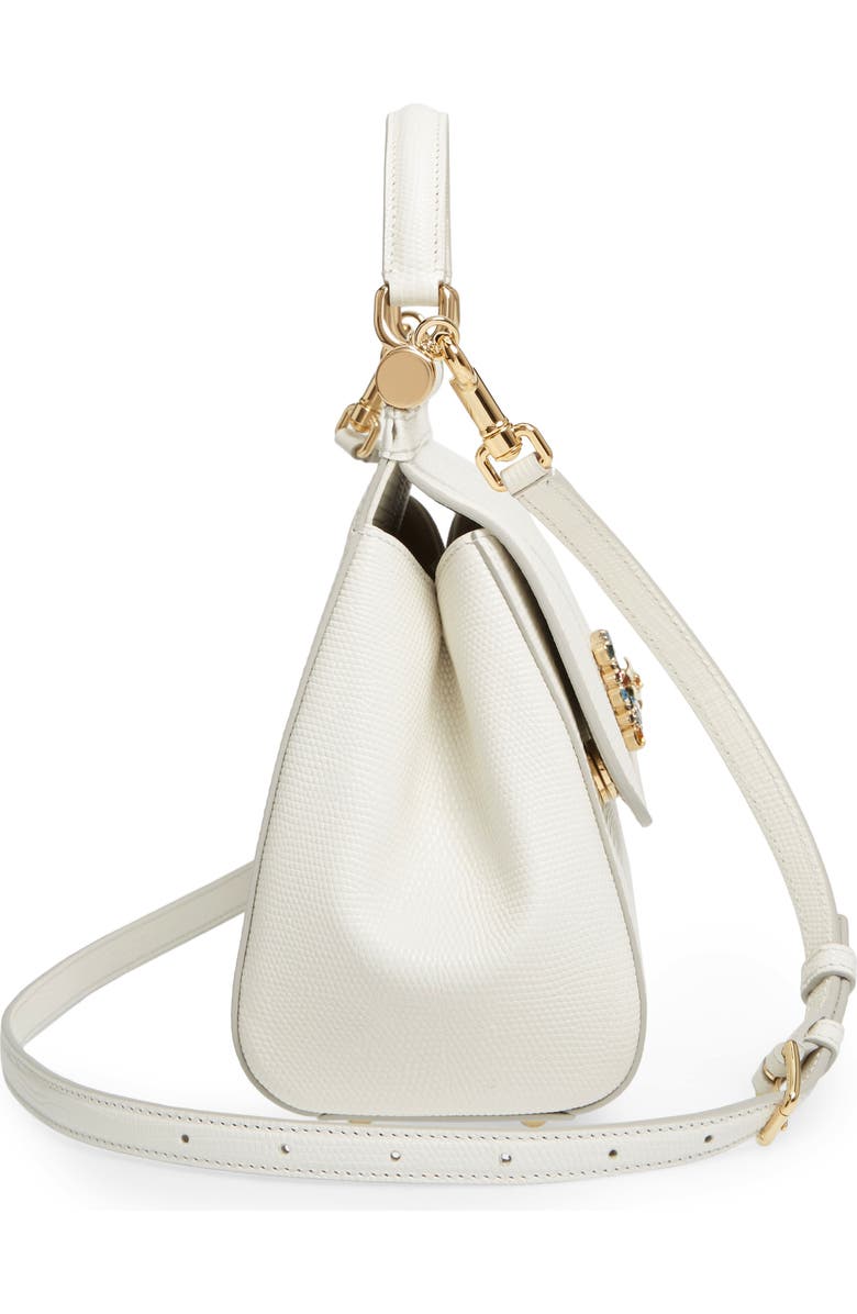 Dolce&Gabbana Miss Sicily St. Iguana Top Handle Leather Satchel, Alternate, color,