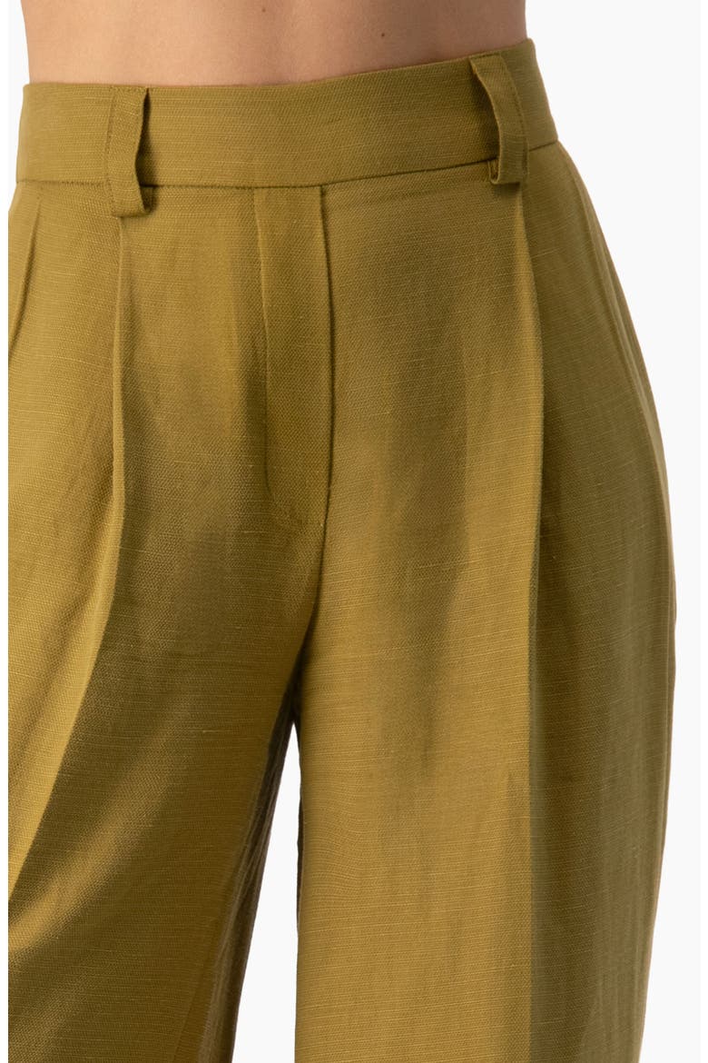 Fluid High-Waist Wide-Leg Woven Pleated Trousers, Alternate, color, Green