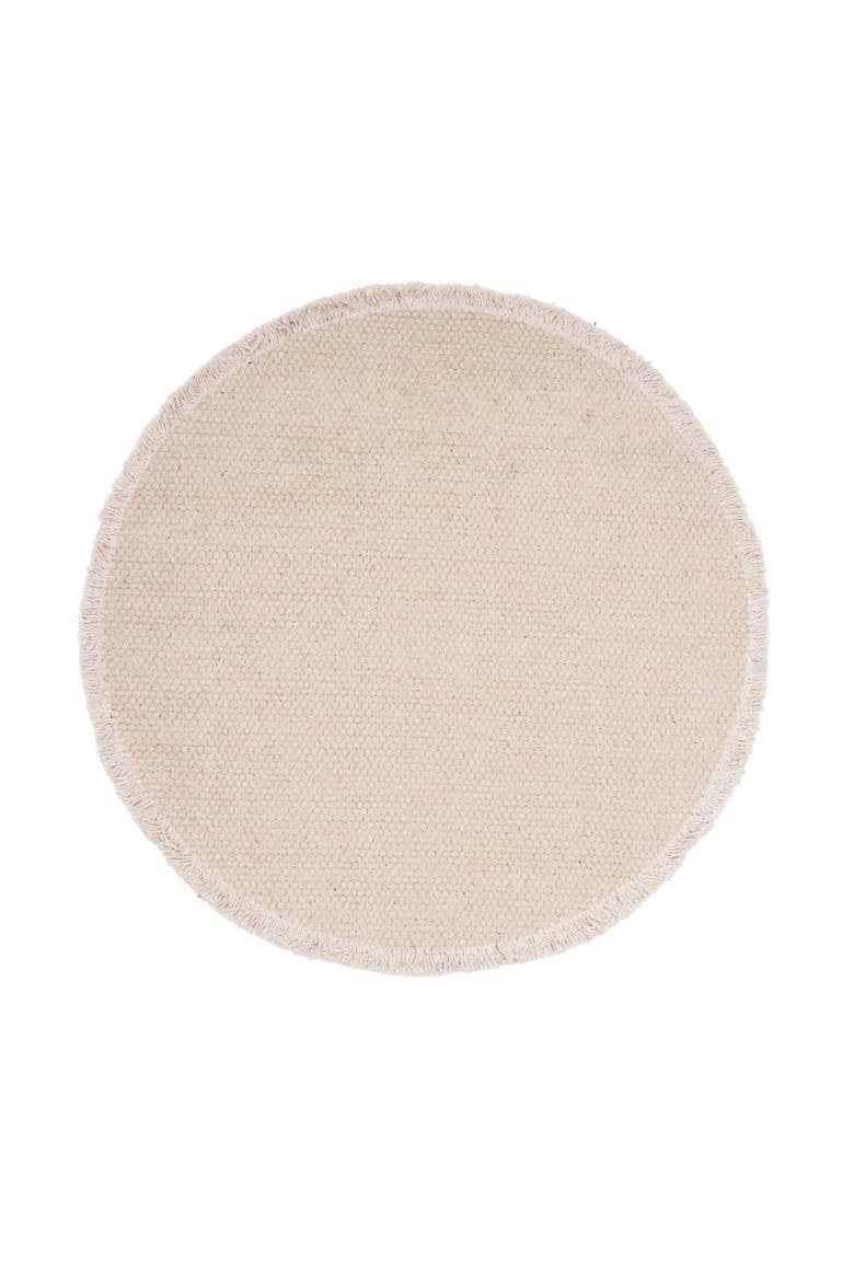 Fringed Sand Round Placemats Set of 6, 15", Alternate, color, Beige