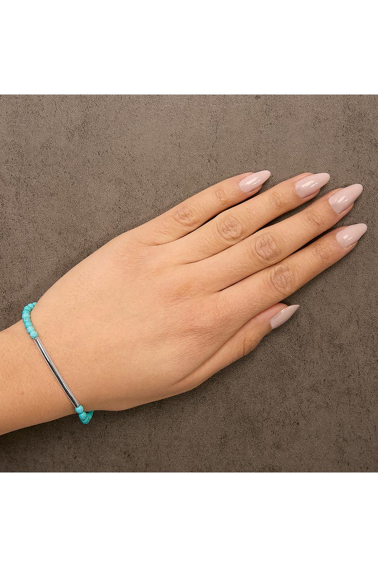 Sterling Silver Turquoise Beads Station Bracelet with Bolo Clasp, Alternate, color, Silver