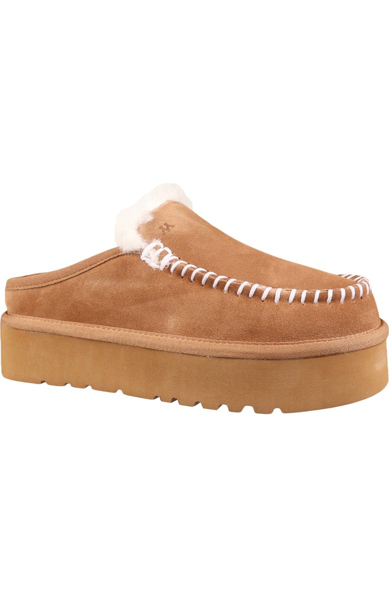 Mykos Suede Genuine Shearling Lined Water Repellent Clog, Main, color, Chestnut