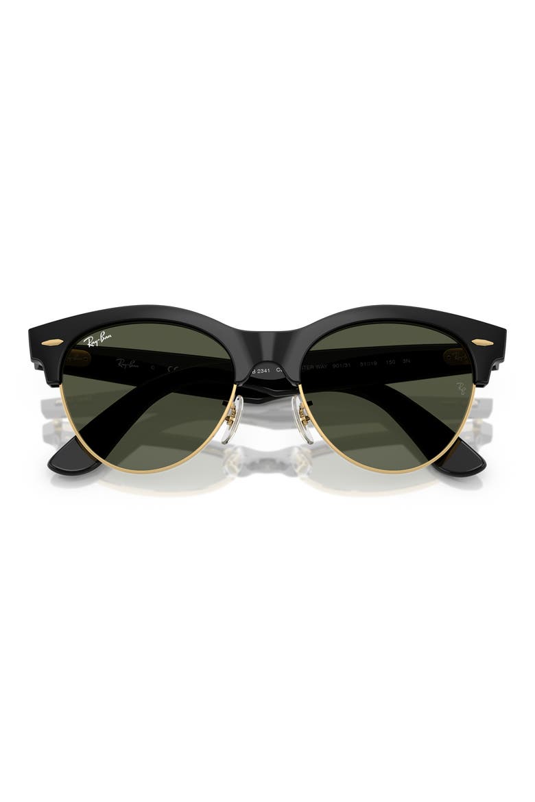 Clubmaster Way 54mm Square Sunglasses, Alternate, color, BLACK AND GOLD