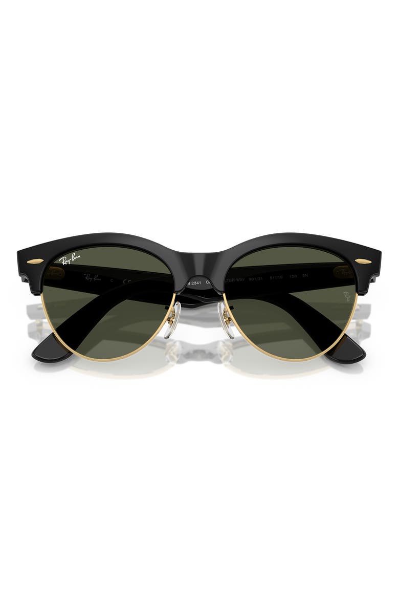 Ray-Ban Clubmaster Way 54mm Square Sunglasses, Alternate, color, Black And Gold