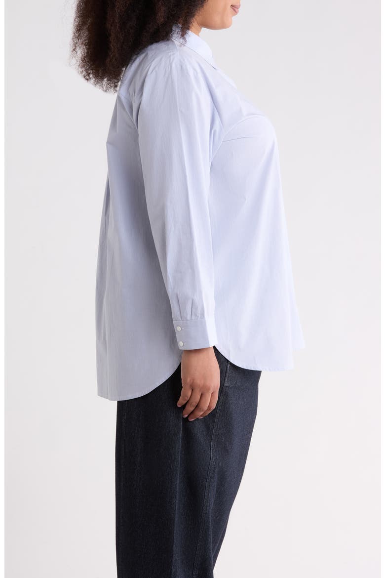 Stripe Organic Cotton Button-Up Shirt, Alternate, color, DOLPHIN