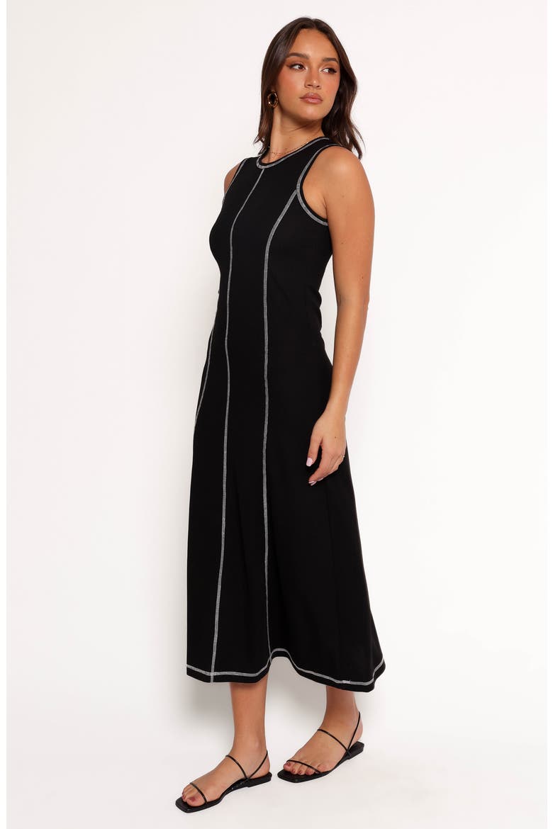 Kyrie Seamed Rib Midi Dress, Alternate, color, BLACK WHITE