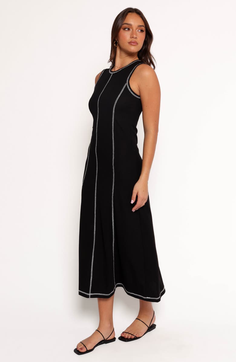 Petal & Pup Kyrie Seamed Rib Midi Dress, Alternate, color, Black White