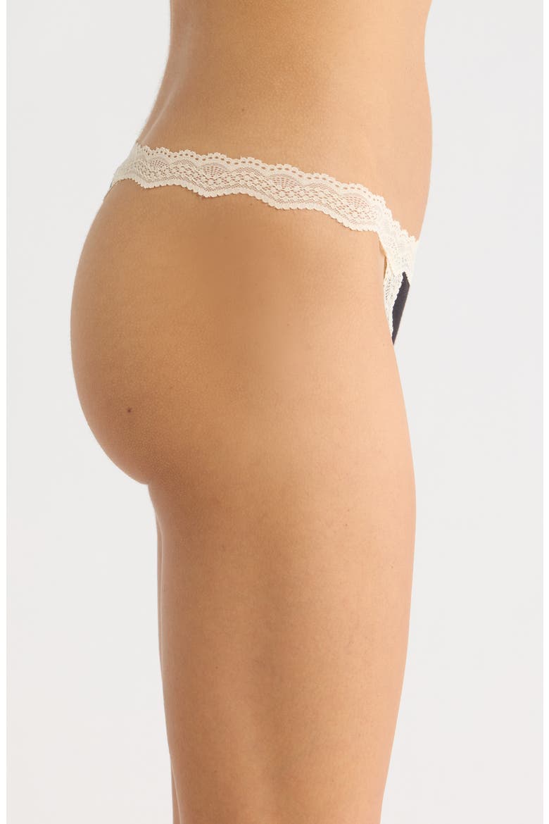 Intimately FP Oh My Darling Low Rise Cotton Blend Thong, Alternate, color, BLACK