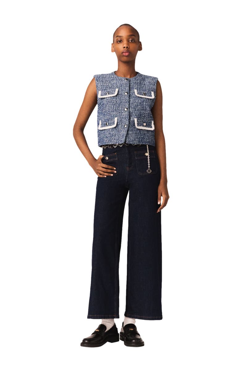 maje Tweed jacket, Alternate, color, Blue