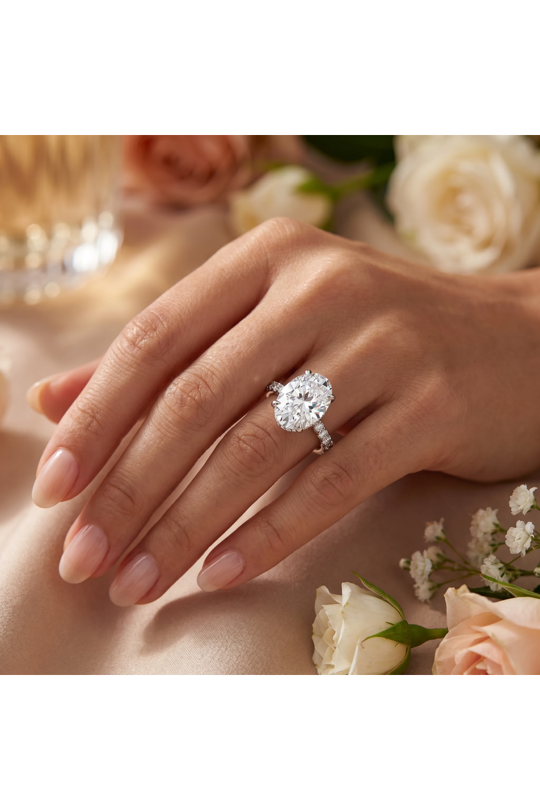 GIA Certified 3.69Ct Oval Hidden Halo Diamond Engagement Ring 14k Gold, Alternate, color, 14k White Gold