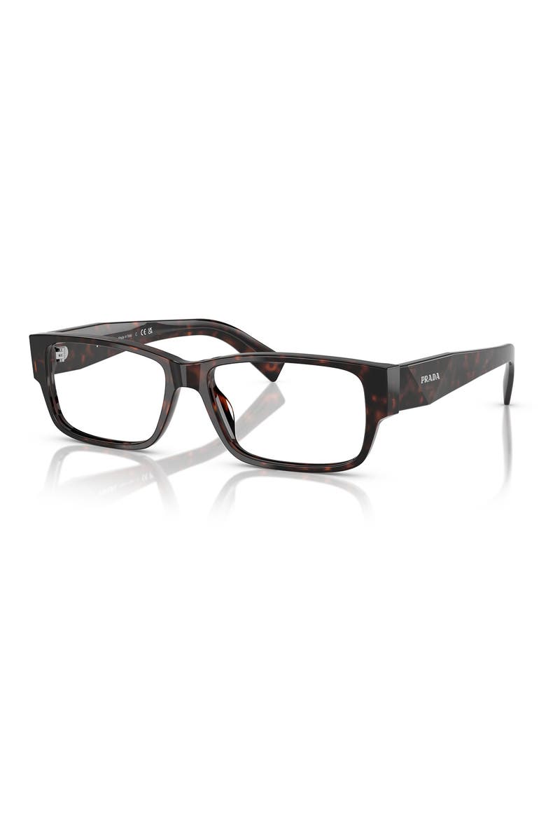 57mm Rectangular Optical Glasses, Alternate, color, BROWN HAVANA