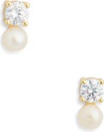 ARGENTO VIVO Mini Freshwater Pearl & Cubic Zirconia Stud Earrings
