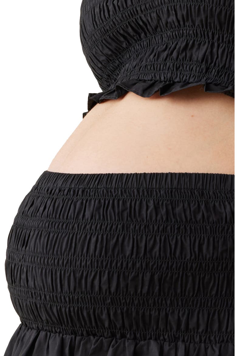 Cotton Poplin Maternity Crop Top & Skirt Set, Alternate, color, BLACK