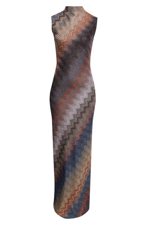 Missoni Metallic Zigzag Stripe Sleeveless Knit Dress In Multi