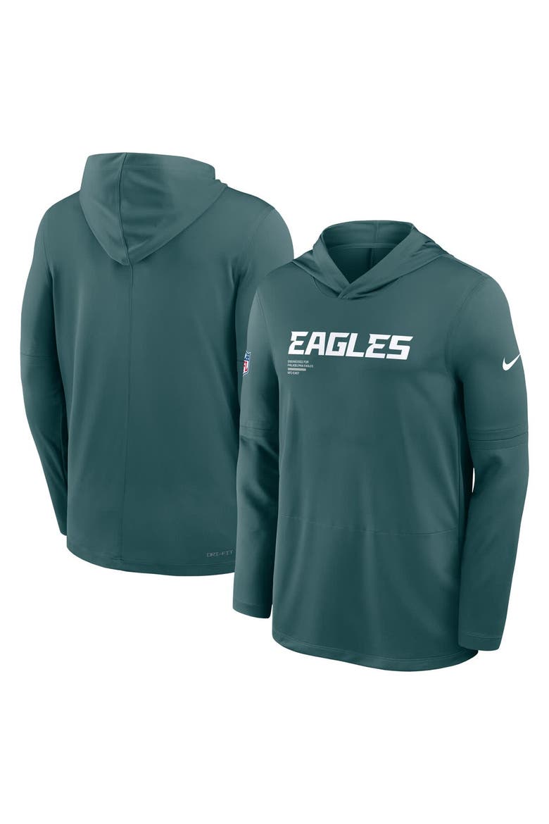 Men's Nike Midnight Green Philadelphia Eagles Big & Tall Sideline Performance Long Sleeve Hoodie T-Shirt, Alternate, color, Green
