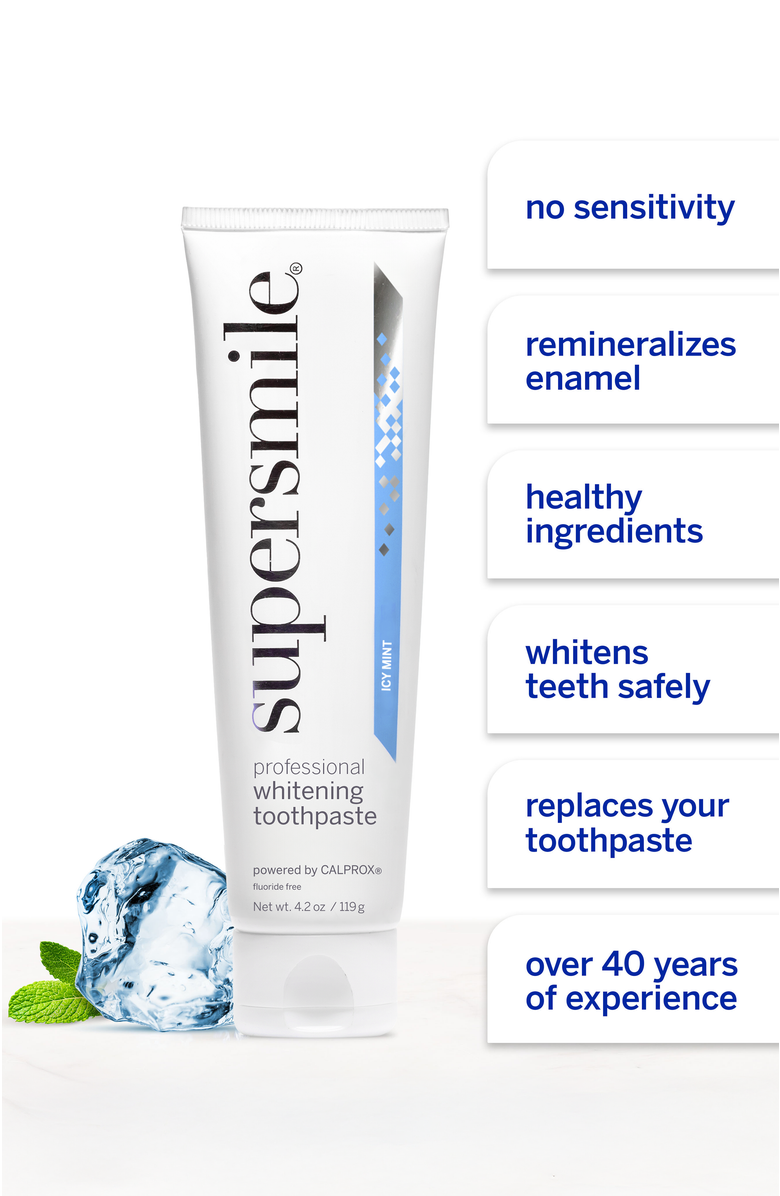 Supersmile Fluoride Free Professional Whitening Toothpaste - Icy Mint, Alternate, color, White