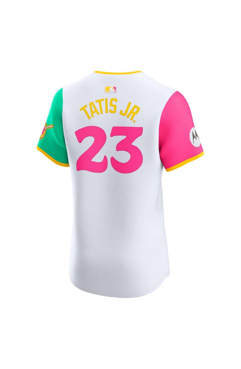 Nike Men's Nike Fernando Tatis Jr. White San Diego Padres City Connect Sponsor Patch Elite Player Jersey, Alternate, color, 