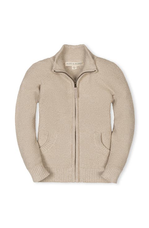 Kids' Organic Long Sleeve Full Zip Raglan Mock Neck Sweater (Little Kid and Big Kid)