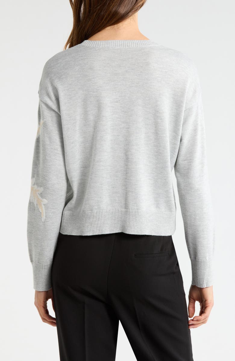 Vince Camuto Floral Motif Crewneck Sweater, Alternate, color, Pearl Heather