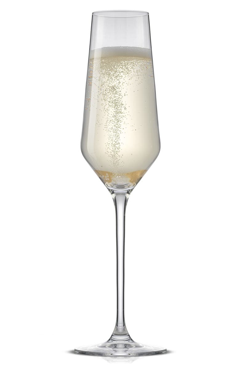 JoyJolt Layla White Set of 4 Stemmed Champagne Glasses, Alternate, color, Clear