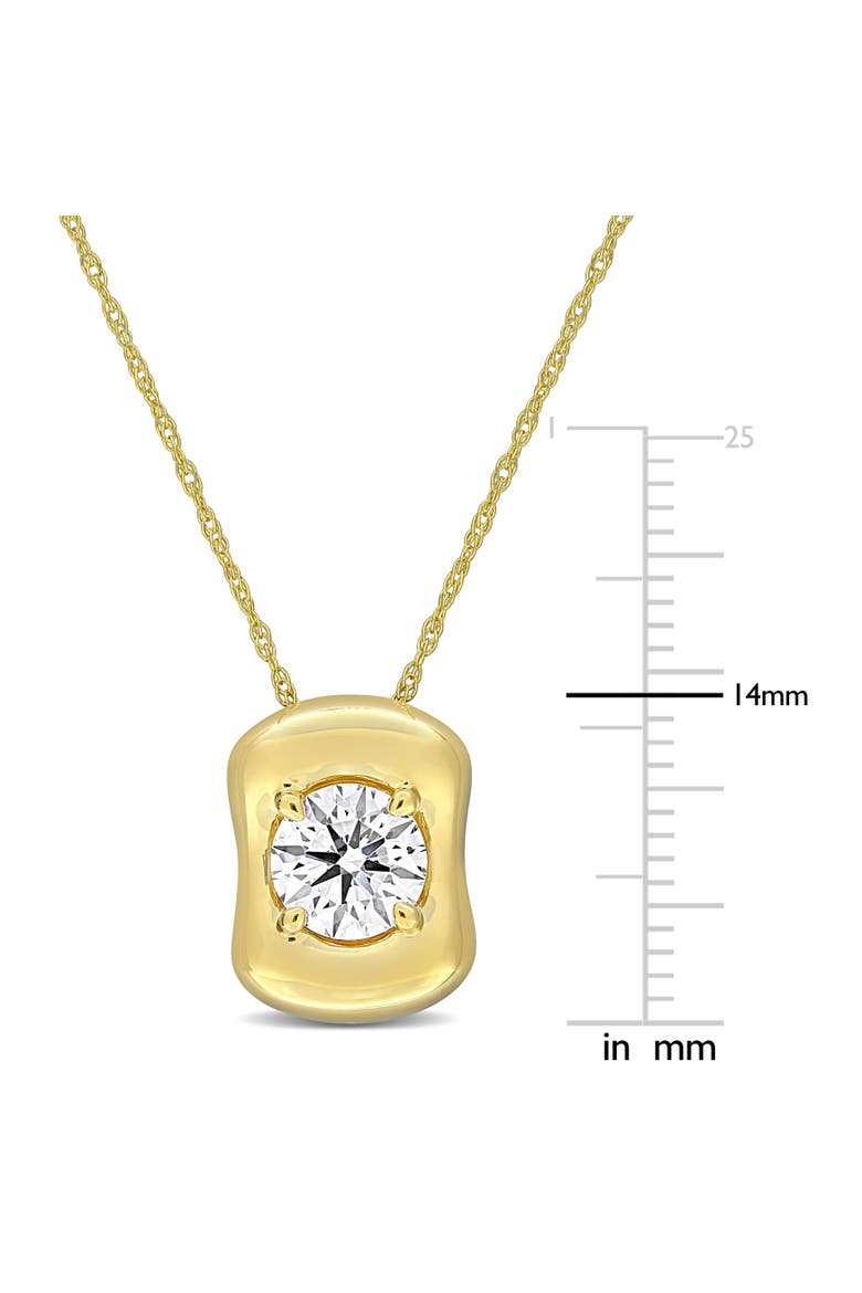 Lab-Grown Diamond Solitaire Puffed Necklace 14k, Alternate, color, Yellow Gold