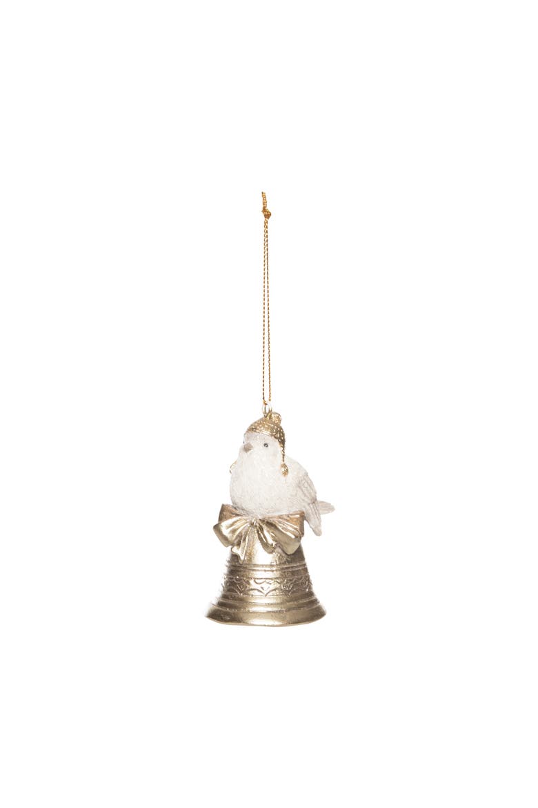 Champagne & White Bird Bell Ornament, Main, color, Silver