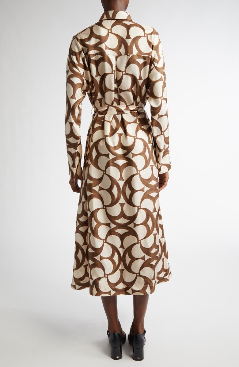 Max Mara Ileana Print Long Sleeve Silk Shirtdress, Alternate, color, Ecru