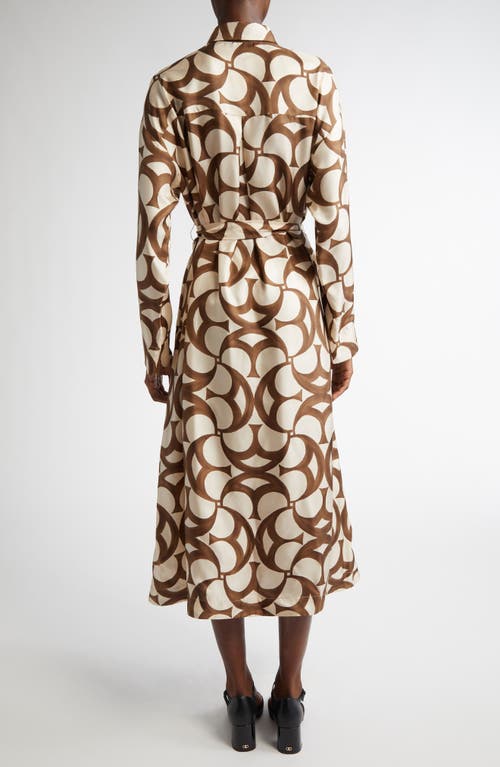 Max Mara Ileana Print Long Sleeve Silk Shirtdress In Ecru