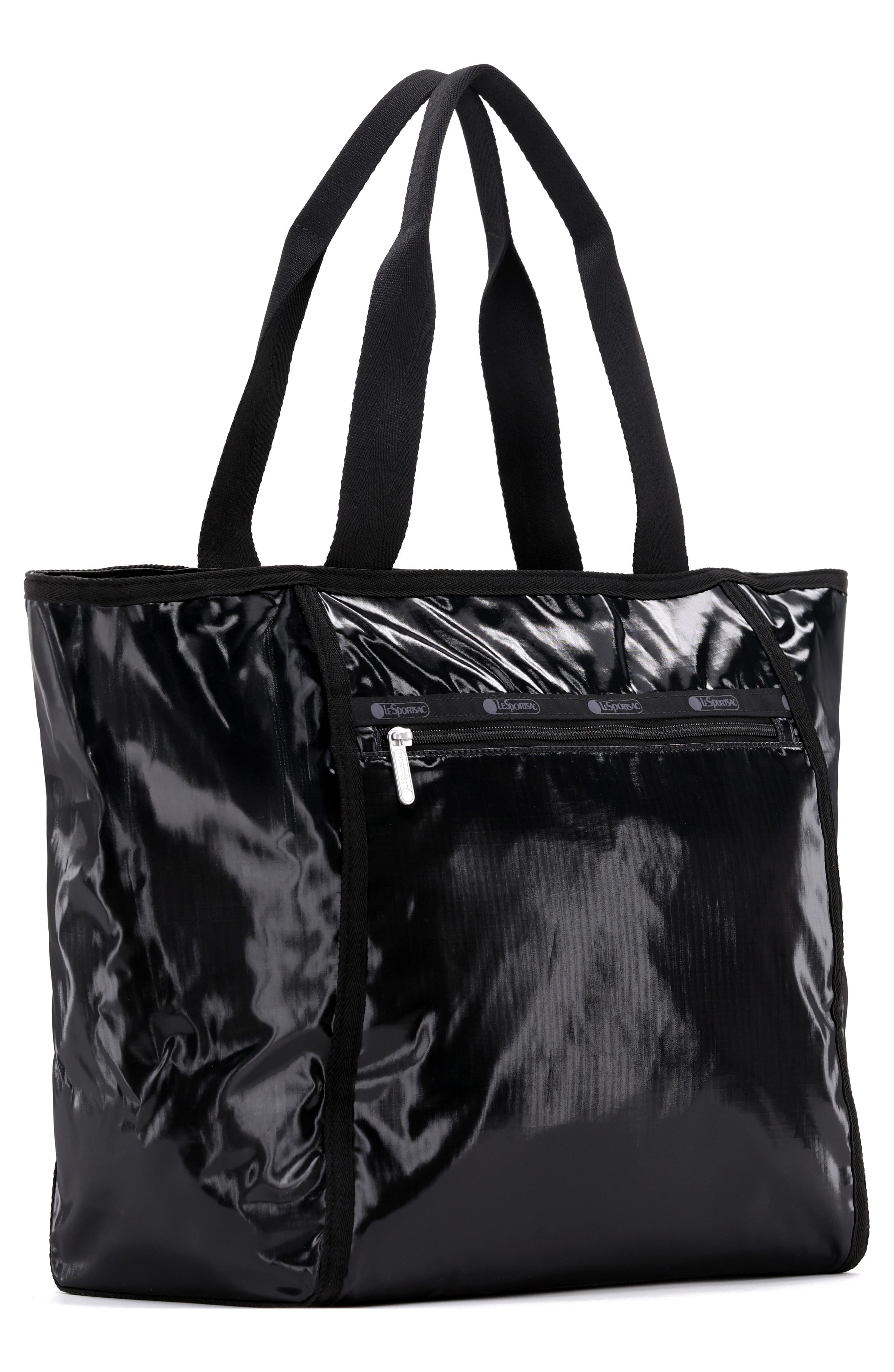 LeSportsac Shine Classic Nylon Tote, Alternate, color, Black Shine