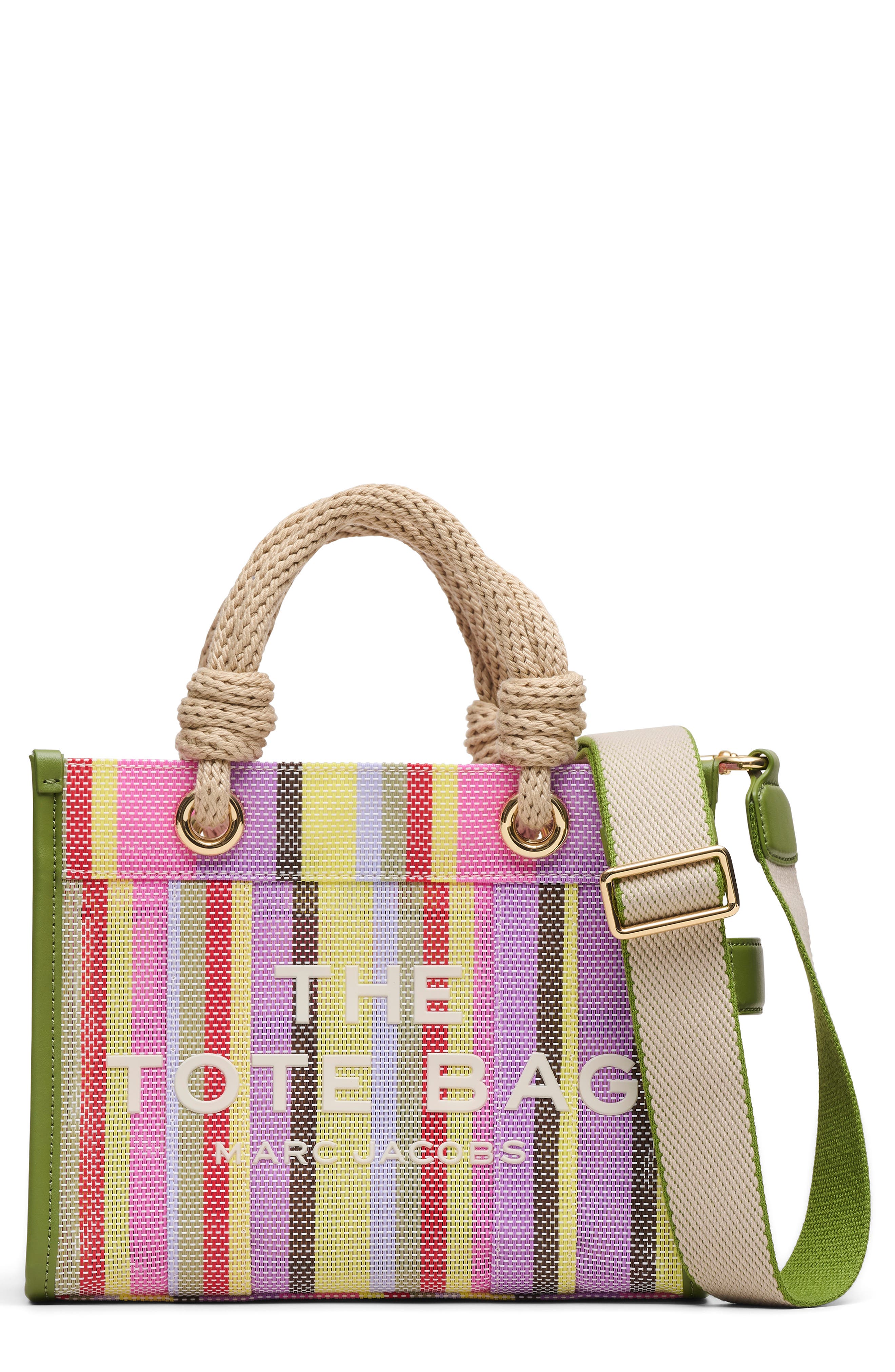 Marc Jacobs The Small Stripe Mesh Tote, Main, color, Purple Multi