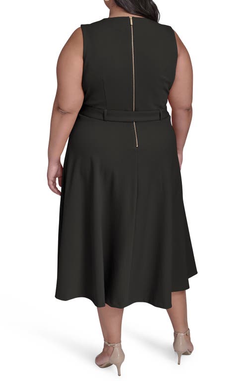 Shop Calvin Klein Tie Scuba Crepe Midi Dress In Black