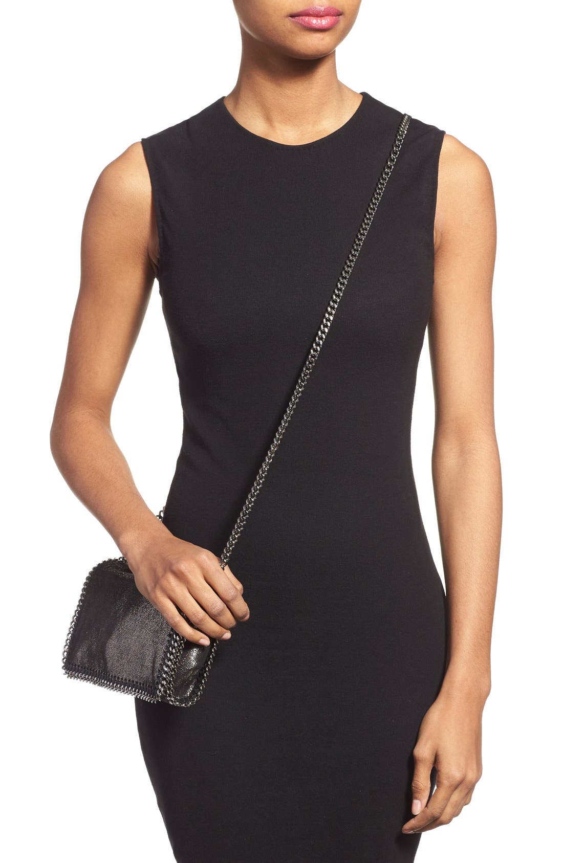 'Falabella' Crossbody Bag, Alternate, color, RUTHENIUM